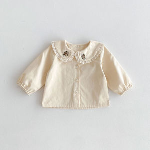 2026 New Autumn Girls Clothes 0-4Y Childrens Embroidery Pockets Ruffled Single Breasted Vest Dress Optional Doll Collar Shirt2026