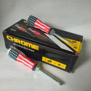 Obeng plus minum gagang karet bolak balik ukuran 4 inchi