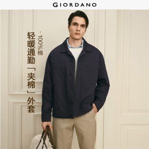 GIORDANO Men Jackets G+ Cargo Pockets Padded Jackets Turndown Collar Button Closure Fashionable Casaul Jackets 01076703