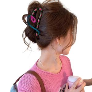 Colorblocked Hair Claw Clip Bowknot/Heart Shape Design Strong Hold Hair Grip Hair Holder For Women Various Hair Types