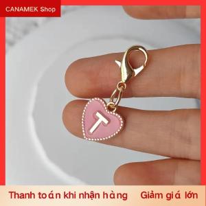 CS Dễ thương Bảng chữ cái 26 chữ cái tim Keychain cho túi Tai nghe quyến rũ mặt dây phụ kiện quà tặng với tôm hùm khóa