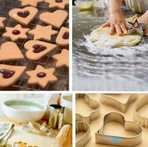 Ring Bunga-Bintang-Bulat-Love-Bulat Cookie Cutter Karakter 3PCS/SET UK 10CM9CM8CM Bahan Stainless