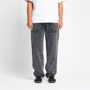 Superego Celana Jeans Pria Size 28-38 Loose Fit Fatigue Long Pants Denim Snow Light Black SFP01D