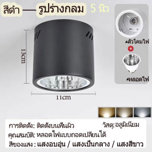 ไฟดาวน์ไลท์ LED สามสี ดาวน์ไลท์แบบฝัง E27 LED ดาวน์ไลท์ฝังฝ้าทรงกลม E27 หลอดไฟทดแทน ดาวน์ไลท์ทรงกลม