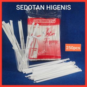 sedotan plastik tekuk bengkok steril higienis bungkus plastik Pink