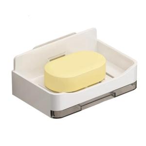 Modern Nonslip Soap Tray with Hanging Hook Bathroom Shower Sink Drain Rack Water Resistant Plastic Storage Holder