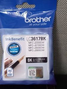 BROTHER LC-3617 BK สีดำ แท้ศูนย์+ของใหม่ คุณภาพ100% พริ้นเอกสารได้ 550 หน้า ใช้กับพริ้นเตอร์ Brother MFC-J2330DW MFC-J3530DW MFC-J3930DW