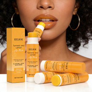 【discount store】Turmeric Lemon Lip Balm Long-Lasting Moisturizing Soothing Lip Care Brightens Dull Lips Exfoliating Non-Sticky Pre-Makeup Base