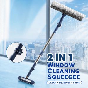 Yummy.miya Window Cleaning Squeegee Long Handle Glass Cleaner Mop With Extension Pole For High Rise