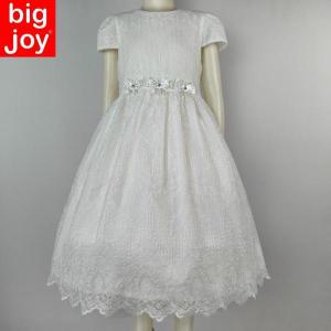 Big Joy Girls First Communion Dress with Ribbon Sequins White For Ages 7 to 12 Years Old 554452