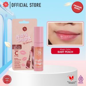 Viva Nutri Bright Lip Serum Vitamin C & E dengan UV Protection dan Minyak Avocado - Paket Tunggal Warna Rosy Pink