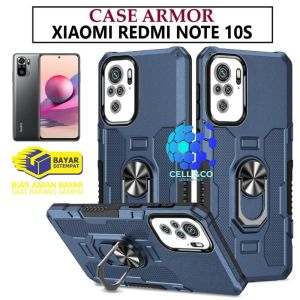 Case Armor XIAOMI REDMI NOTE 10S Iring Cincin Magnetic Kesing Hp Protect kamera Premium Hard Case Standing Robot Pelindung Kamera