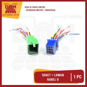 Soket + Lawan Kabel 9 (PSP) Kabel Cable Cabel Socket Cop Konektor Male Female Semua Motor