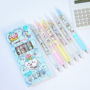 MPPN10 Pulpen Mekanik 0.5mm Set Isi 6 Pcs Motif Kartun Series Set Pena Gel 0.5mm Karakter Lucu Pulpen Gel 6IN1 Warna Hitam Bolpoint