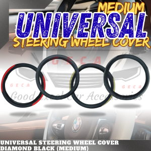 GECA UNIVERSAL MEDIUM DIAMOND BLACK STEERING WHEEL COVER