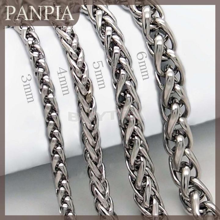 PANPIA 3 4 5 6มมสร้อยคอโซ่ถักข้าวสาลีสแตนเลสสีเงินสำหรับผู้ชาย | Lazada ...