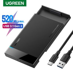 UGREEN USB C Hard Drive Enclosure 2.5 inch USB 3.1 Gen 2 Type C to SATA External Hard Drive Disk Case Adapter Housing for 9.5mm 7mm 2.5 Inch SATA I II III PS4 HDD SSD Up to 10TB