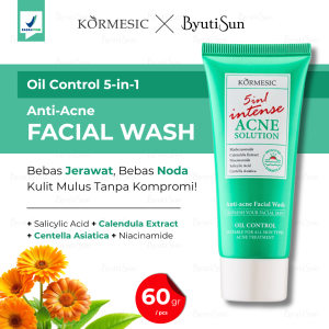 BPOM KORMESIC 5in1 Acne Solution Facial Face Wash Sabun Cuci Muka Jerawat Berminyak Pencerah Glowing Gentle Oil Control Bebas Jerawat Noda Wajah Berjerawat Cleanser Mencerahkan Kering Memutihkan