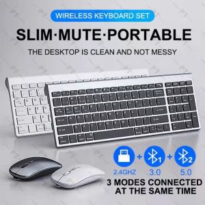 Mouse and Keyboard Combo 2.4GHz Ultra Thin Silent Rechargeable Bluetooth Keyboard for Android laptop