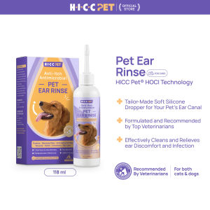 HICC PET Pet Ear Rinse Soothe Itchiness and Inflammation Remove Wax Odor Debris and Buildup for Dog Cat 118ml