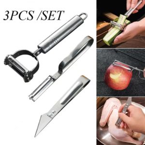 3Pcs/Set Stainless Steel Potato Cucumber Julienne Peeler Carrot Grater Feather Clip Fruit Peeler