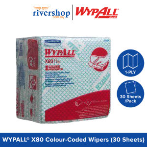 Wypall X80 Colour-Coded Wipers (30 sheets) (Direct Food Contact Approved) / Kitchen Towel Cleaning Cloths