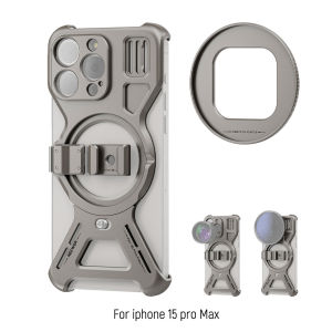 NEEWER LiteArmor Metal Case for iPhone 15 Pro/Pro Max Video Rig Phone Stabilizer with 67mm Filter Adapter For MagSafe Charger