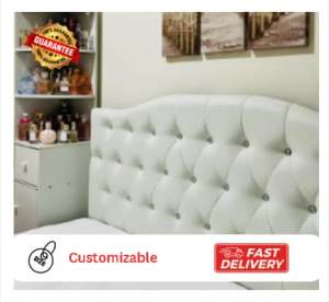 Js Elegant Headboard Curved with crystal buttons Diamond design for Bed headboards