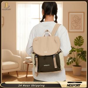 【HOSPORT】 Book Bag Large Capacity Schoolbag Color Blocking Preppy Style Rucksack for Women Fashion Ladies Casual College
