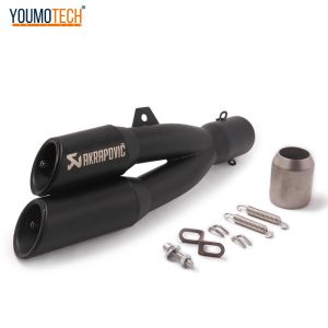 51mm/2 Inches Motorcycle Exhaust Muffler Pipe Escape Moto Exhaust Canister Tail Pipe Double-Outlet End PIPE For YAMAHA R25 R3 Aerox 155 GSX750 NINJA400 Honda CB300R CBR500R PCX CLICK CBR250 etc
