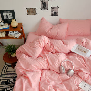Dansunreve Washed Cotton Duvet Cover Single Queen Plain Quilt Cover Grey Blue Coffee Khaki Pink Quilt Cover King/Super King