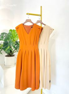 [Voucher 15% MOV 199K cap 100K  Đầm nữ HeraDG thiết kế dáng xòe vai chờm xếp ly chất tuytsi cao cấp SDPBC2171