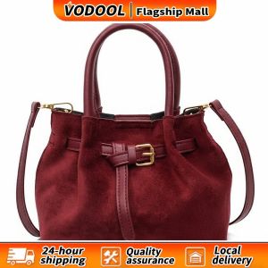【Fast delivery】 Faux Suede Women Shoulder Bag in Retro Style for Work and Travel with Large Capacity