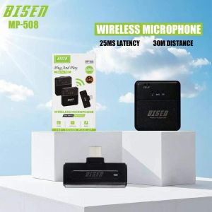 BISEN MP-508 Wireless Microphone for live stream - 25ms Low Latency 30M Distance Plug & Play 360° Sound Pickup
