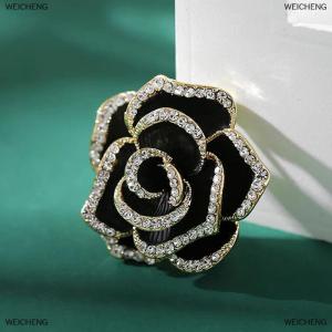 [COD] WEICHENG 1Pc Rhinestone Camellia Flower Brooches for Women Pin Fashion Jewelry