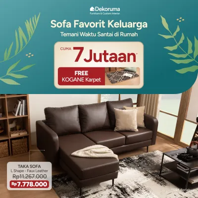 Dekoruma TAKA Sofa Sudut L Minimalis 3 Dudukan - Cokelat Tua