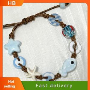 HB Ceramic Boho Fish Star Beaded Woven Bracelets Temperament Holiday Style Jewelry Accessories