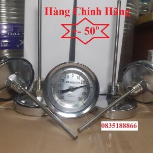 Đồng hồ đo nhiệt độ lạnh Từ Âm -50 đến Dương +50 độ ( -50 đến +50) Daewon Korea Măt 80mm Cán 130 mm Ren 21mm dùng đo nhiệt độ kho lạnh nước lạnh