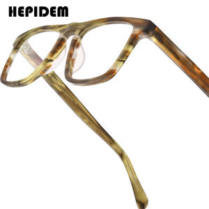 HEPIDEM Acetate Glasses Frame Men Brand Designer Retro Square Nerd Eyeglasses Japanese Handmade Spectacles Vintage Optical Eyewear 9214