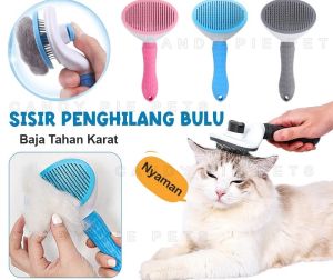 Sisir Hewan Otomatis Tombol Pencet Kucing Anjing Kelinci Grooming Hewan