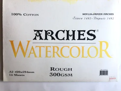 Arches A2 300 gsm Rough Glued on Watercolour Paper - Natural White (Pack of 15 Sheets)