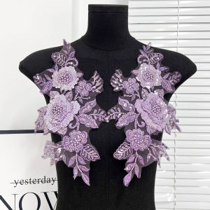 MARBLEX Bead Lace Flower Stickers DIY Handmade DIY Embroidery Lace Sewing Accessories Embroidery Lace Applique Wedding Dress Decoration