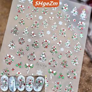 [COD] SHgeZm Dễ Thương Giáng Sinh Phong Cách Đầy Màu Sắc Đèn Polka Dot Cây Giáng Sinh Nail Art Stickers Bow Nail Art In Dập Nổi Dán Nail Trang Trí Nội Thất