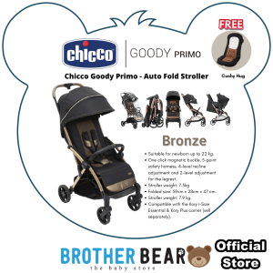 Chicco Goody Primo - Enchanting Bronze Stroller (Birth - 22 kg) Auto-Fold Cabin Size Stroller | BROTHER BEAR