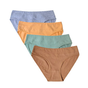 Sentexin 4PCS Womens Cotton Underwear Middle Waist Panties Soft Ladies Briefs M-XL Intimates