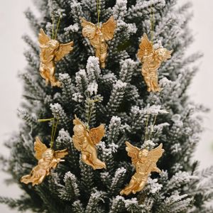 LABAICAI Mini 6 cái Vàng bạc Thu nhỏ DIY Trang trí cây thông Noel Trang trí thiên thần dây chuyền thiên thần Angels Figurine Treo đồ trang trí
