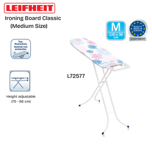 Leifheit Strong & Sturdy High Quality Classic Ironing Board Basic M (Black Series)