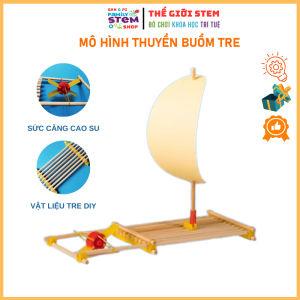 [Stem mầm non] Mô hình thuyền buồm tre thủ công cho bé mầm non tiểu học. Đồ chơi lắp ráp khoa học giáo dục stemsanpi