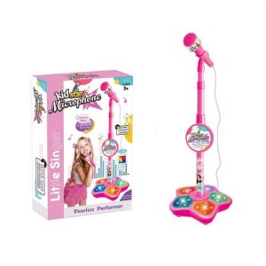 BLESSFUL Adjustable For Girl Boy Karaoke Toy Educational with Stand LED Light Singing Song Toy Kids Microphone Singing Microphone Music Instrument Toys