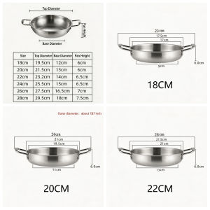 LILIER 304Stainless Steel Cooking Pots Seafood Double Ear Pot Fondue Ramen Noodles Pan